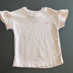 Zara Light Pink Ruffle Sleeve cotton thick tee/sweatshirt 12/18mos